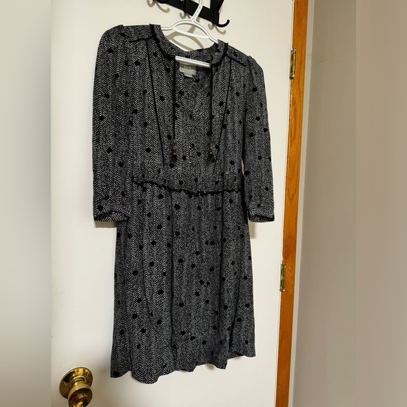 Maeve by Anthropologie Dress Galen Black White Print Pockets 3/4 Sleeves XSmall - Picture 7 of 7